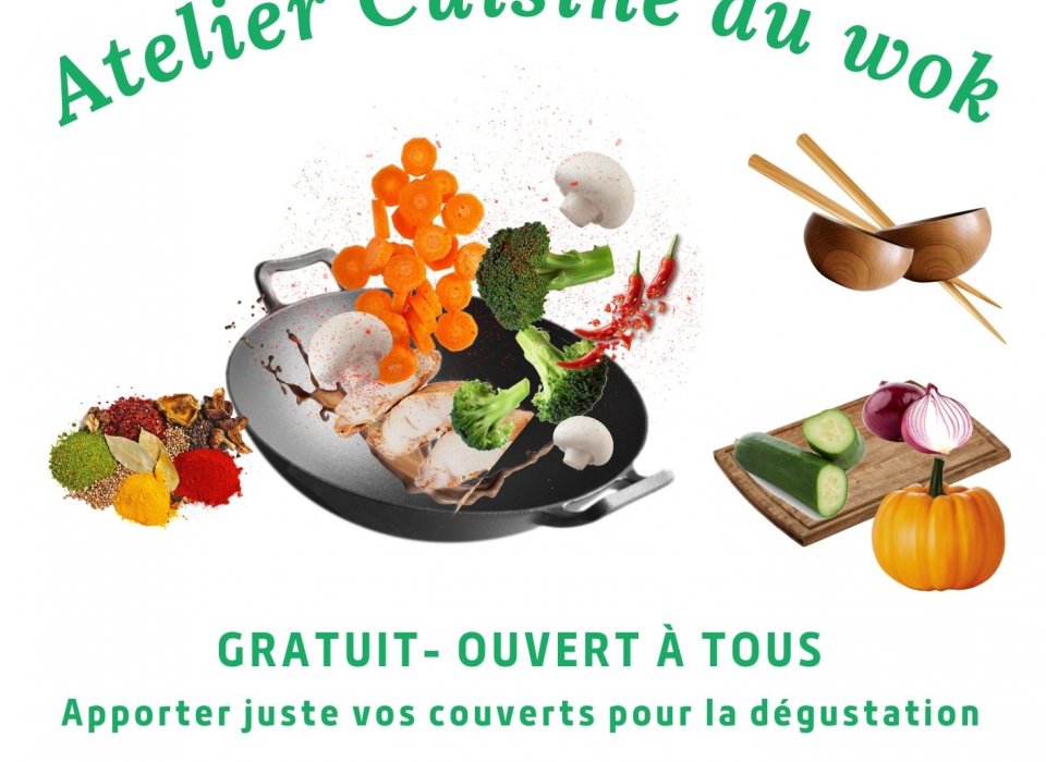 Venez vous initier à la cuisine au Wok avec notre Fraternibus, le 8 novembre, aux Champs Géraux, Place de la Mairie, de 11h à 12h!